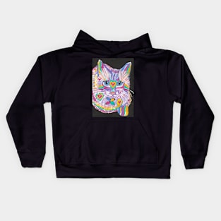 Abstract colorful cat Kids Hoodie